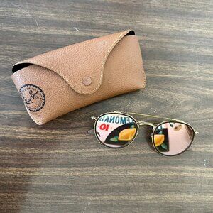 Ray-Ban Round Double Bridge Gold - Copper Gradient Flash Sunglasses